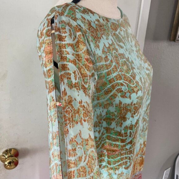 Maeve by Anthropologie Silk Shift Dress XS - Ombré Boho - Cutout Sleeves - EUC - Picture 2 of 7